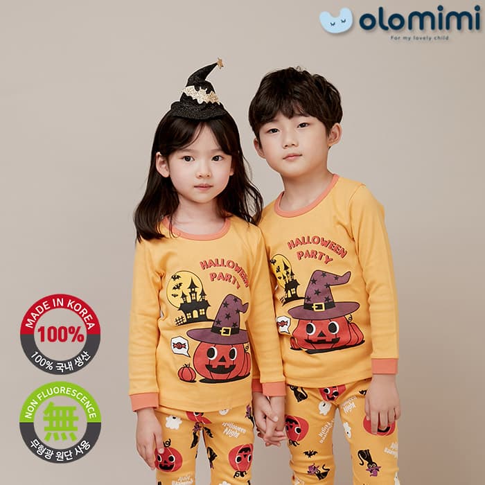 _OLOMIMI_ KOREA 21FW Kids Pajamas_sleepwear_30S rib cotton Long Sleeves_Halloween Party
